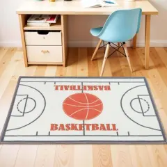 Basketball Non-Slip Kids Playroom Nursery Washable Indoor Area Rug by Blue Nile Mills