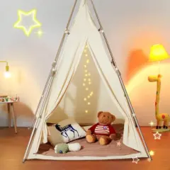 VEVOR Kids Play Tent,  Tent for Kids 1-5 Years Old, Tent for Kids with Windows, Foldable Toddler Tent with Mat and Carrying Bag, Beige