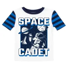 Space Cadet Youth Boy's Blue & Black Striped Short Sleeve Shirt & Sleep Pants Set