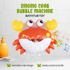 Hoovy Crabby Bubble Bath Bubble Maker with 12 Children's Songs Bath Toy