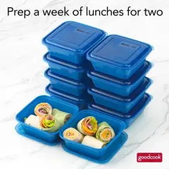 GoodCook Meal Prep 1 Compartment Square Containers + Lids - 3Cups - 20pcs/10ct - Blue
