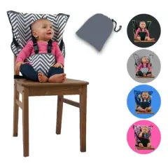 CozyBaby Portable Easy Seat Washable Travel Cloth High Chair Baby Seat with Secure Reinforced Safety Harness and Travel Bag, Gray