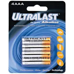 Ultralast&reg; ULA4AAA AAA Alkaline Batteries, 4 pk in Multicolored