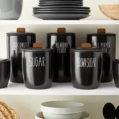 Talented Kitchen 136 Pantry Labels for Food Containers, Preprinted White All Caps on Clear Stickers for Jars, Kitchen Canisters