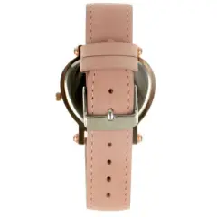 Peugeot Women's Heart Shaped Rose Gold Crystal Watch with Pink Suede Strap