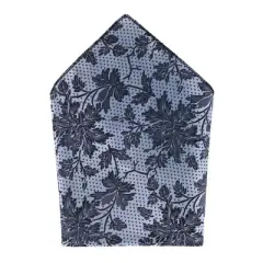 CTM Men's Grey and White Floral Pocket Square, Grey and White