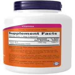 B-6 100mg by Now Foods  -  250 Capsule