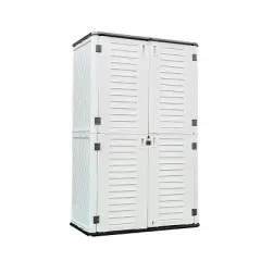 WELLFOR 380 gal Vertical Storage Deck Box Beige