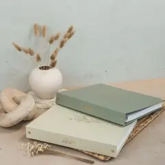 Aesthetic 3 Ring Binder Set of 2 - 1 Inch, Fits Letter Size - Beige-Green with Pockets - For School, Office, Work - Office Products