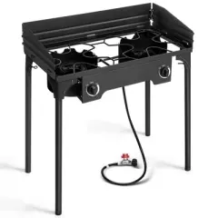 Winado 2 Burner High Pressure Propane Outdoor Stove with Windscreen