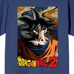 Dragonball Z Goku Poster Art Crew Neck Short Sleeve Navy Women's T-shirt