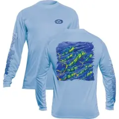Flying Fisherman Pasta Mahi Performance Long Sleeve T-Shirt - Blue Mist