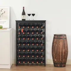 VEVOR 42 Bottle Modular Wine Rack, 7-Tier Solid Bamboo Wood Storage Racks with Table Top, Floor Freestanding Wines Holder Display Shelf, Black