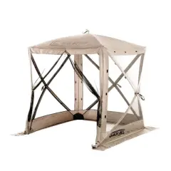 CLAM Quick-Set 6 x 6 Foot Traveler Portable Pop Up Outdoor Camping Gazebo 4 Sided Canopy Shelter with 3 Wind Panels, Ground Stakes, and Carrying Bag