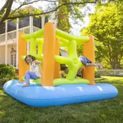 HearthSong 7-Foot&nbsp;Kids' Giant Inflatable Bounce House and Climbing Cube for Active Outdoor Play