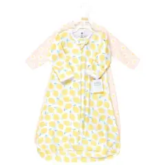 Hudson Baby Infant Girl Cotton Long-Sleeve Wearable Sleeping Bag, Sack, Blanket, Lemon Daisy Long Sleeve