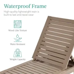Best Choice Products Outdoor Lounge Chair, Resin Patio Chaise Lounger w/ Seat Cushion, 5 Positions