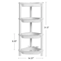Aoibox 4-Tier Shower Caddy Organizer Corner Shelf, Rustproof Plastic Shower Rack Stand for Bathroom, Bathtub, Shower Pan, White