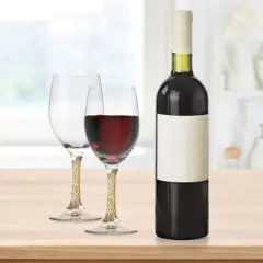 Berkware Luxurious Rhinestone-Studded Long Stem Wine Glasses - 12oz