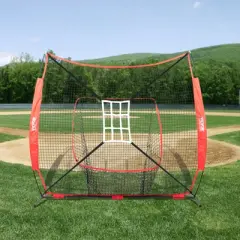 VEVOR Baseball Softball Practice Net, Portable Baseball Training Net for Hitting Catching Pitching, Backstop Baseball Equipment with Bow Frame