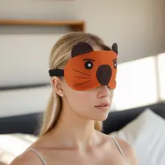 Unique Bargains Soft Sleep Mask Cartoon Pattern Orange 1 Pc