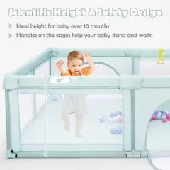 Infans Extra Large Baby Playpen Safety Baby Play Yard w/50 Ocean Balls & 4 Handles