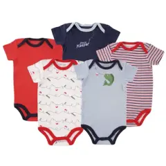 Luvable Friends Baby Boy Cotton Bodysuits 5pk, Fish