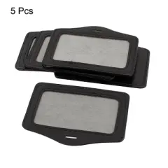 Unique Bargains 5 Pcs Faux Leather Horizontal Name   Office ID Card Holders 9cmx5.5cm Black