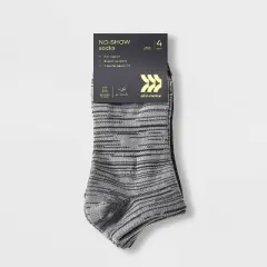 Women's 4pk Lightweight Random Feed No Show Athletic Socks - All in Motion&trade; Assorted Grays 4-10