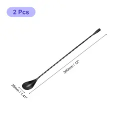 Unique Bargains Stainless Steel Long Spiral Handle Smooth Drink Mixing Bar Spoon 2 Pcs