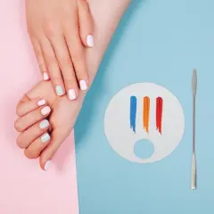 Unique Bargains Portable Nail Art Palette Clear Silver Tone 1 Set