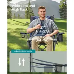 Heavy-Duty Outdoor Folding Chair with Adjustable Armrests, Cup Holder, Cooler Bag, and Storage Bag &uml;C 352 lb Capacity, Breathable Nylon Mesh