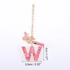 Unique Bargains Heart Sequin Letter W Butterfly Tassel Water Cup Pendant Pink 1 Pc