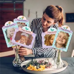 Big Dot of Happiness Let's Be Mermaids - Birthday Party Picture Centerpiece Sticks - Photo Table Toppers - 15 Pieces