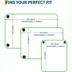 Acekool Floating Mat 9/11/12ft - Quick-Dry Foam, Non-Slip Surface & Anchor Kit for Pool/Lake, Slate