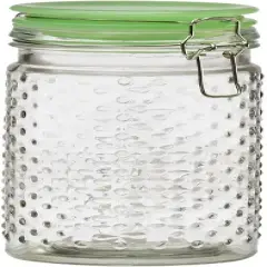 Amici Home Emma Jade Hobnail Glass Jar, Set of 2 Sizes, Hermetic Airtight Lid For Store Dry Goods, Flour, Pasta, or Snack,24 & 36 Ounce
