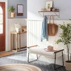 Cushioned Metal & Wood Bench - Cream/Black - Hearth & Hand&trade; with Magnolia