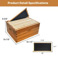 10-Frame Deep Brood Box, Wax Coated Bee Hives Deep Box W/Beehives Frames & Wax Foundations, Langstroth Hive Body Brood Box for Beekeeping Supplement