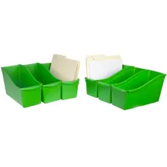 Storex Large Book Bin, Green, Pack of 6
