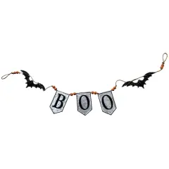 Gulches 67x7.3"H Iron Boo Banner with Bats, Halloween Holiday Decor