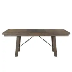 5pc Dex Extendable Dining Table Set, 4 Upholster Side Chairs Walnut Brown/ Cream - Picket House Furnishings