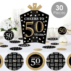 Big Dot of Happiness Adult 50th Birthday - Gold - Birthday Party Decor and Confetti - Terrific Table Centerpiece Kit - Set of 30