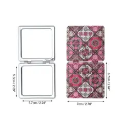 Unique Bargains Europe Pattern Makeup Mirror Pink 1 Pc