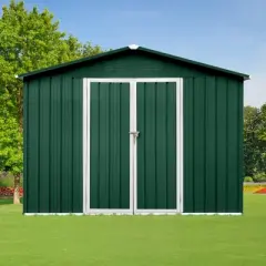 GDFStudio Blume 6x8 Apex Roof Metal Storage Shed with Hinged Door and Punched Vents