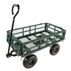 FURNIinspire Wheelbarrows And Lawn Carts Double Fence Utility&nbsp; Cart Wagon Cart Garden Cart, Ideal For Outdoor Activities, Green, 41&ldquo;*20"*39"