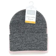Hudson Baby Knit Cuffed Beanie 3pk, Pink White