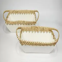 VIP Metal 23.62 in. White Rectangular Tapered Tray Set of 2