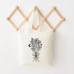 City Creek Prints Bouquet With Ribbon Canvas Tote Bag - 15x16 - Natural