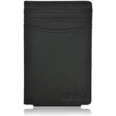 Fidelo Leather Slim Card Holder Wallet With a Powerful Magnetic Money Clip - Black