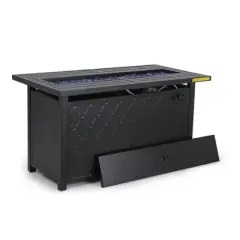 45" Outdoor Rectangle Fire Pit Dining Table - Black - Captiva Designs: LP Gas, 50000 BTU, Rust-Resistant